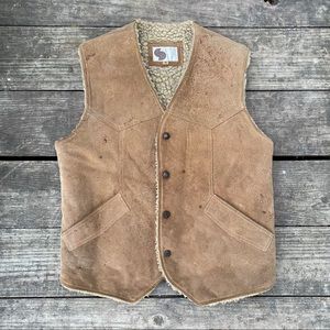 🔥VTG 70s Silton Distressed Sherpa Suede Vest | M